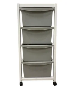 Direttamente Dal Produttore Carrello "millenium" bianco e tortora in legno e plastica, 36,5x37,5x82 cm